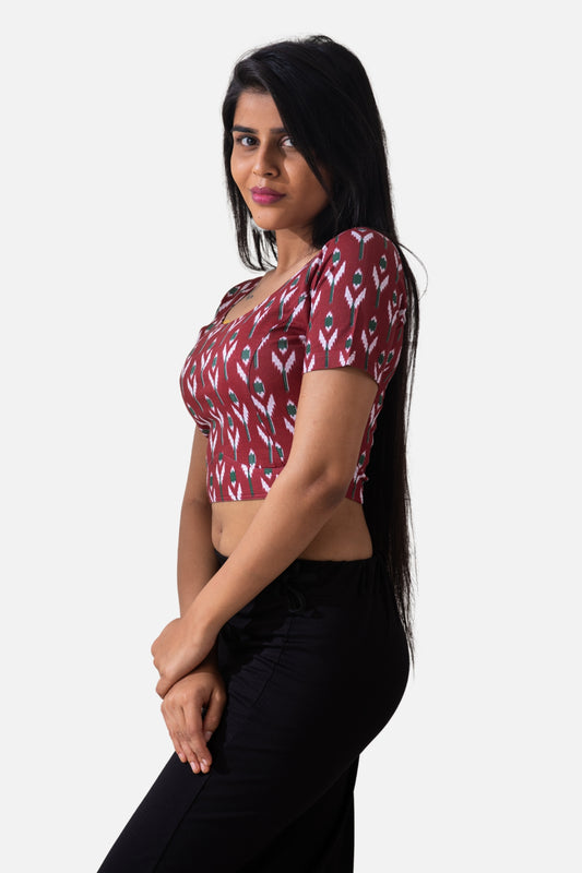 Womens - Printed Blouse - Red