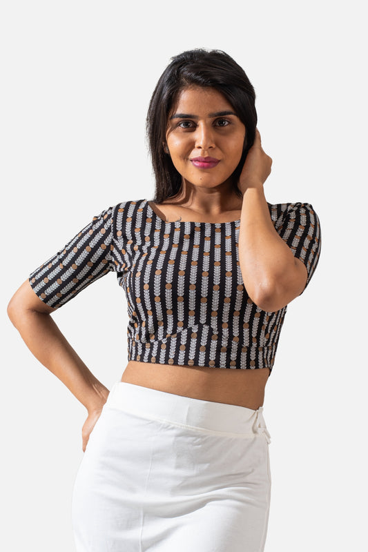 Womens - Printed Blouse - Black - PR 3