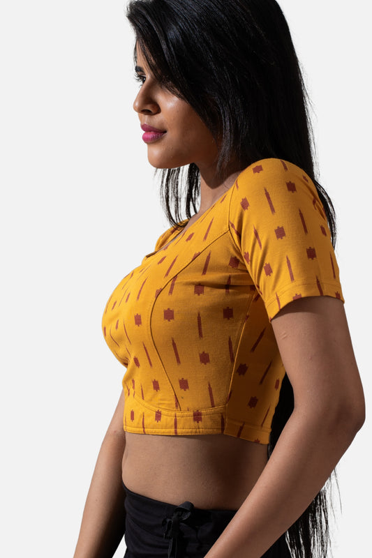 Womens - Printed Blouse - Yellow