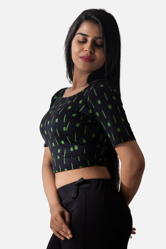 Womens - Printed Blouse - Black - PR 1