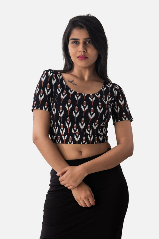 Womens - Printed Blouse - Black - PR 2