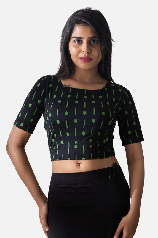 Womens - Printed Blouse - Black - PR 1