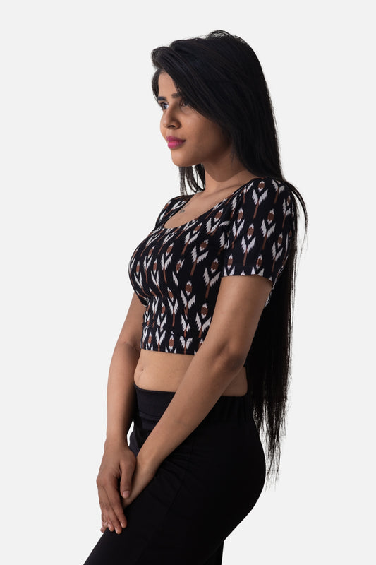 Womens - Printed Blouse - Black - PR 2