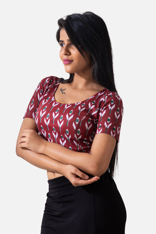 Womens - Printed Blouse - Red